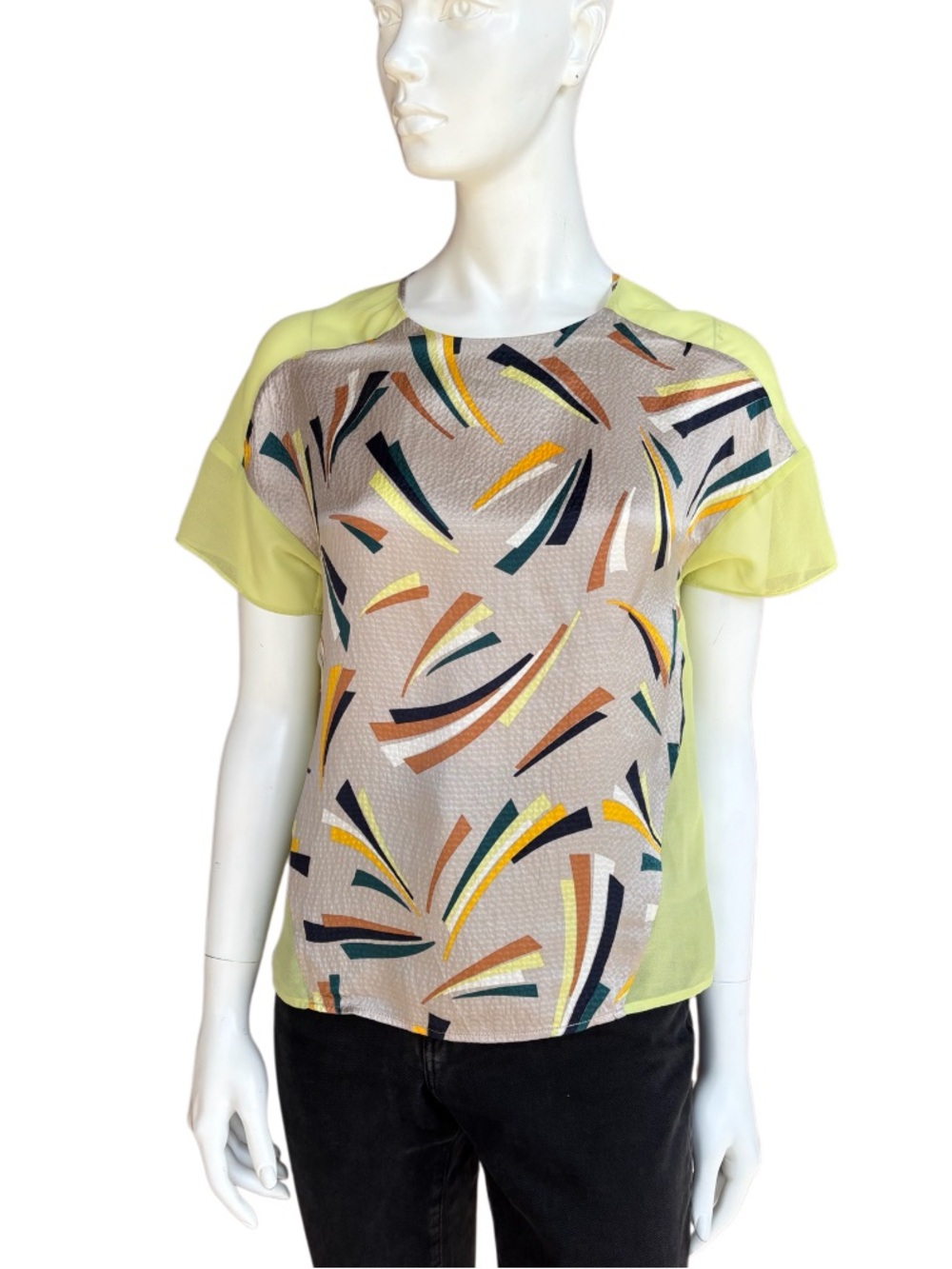 Bimba & Lola Abstract Silk Blend Top